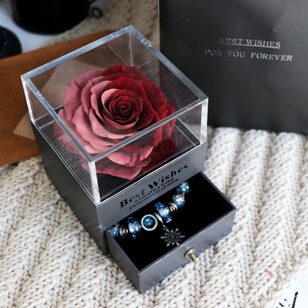 eternal flower rose jewelry box for birthday presents valentines day wedding gift