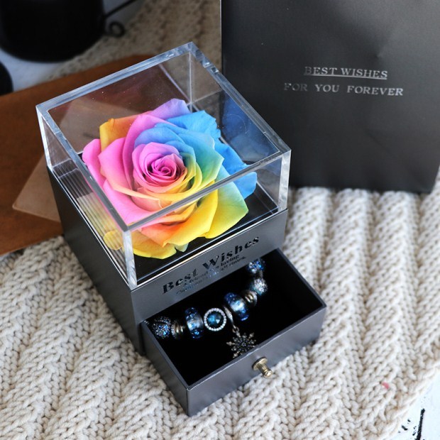 eternal flower rose jewelry box for birthday presents valentines day wedding gift