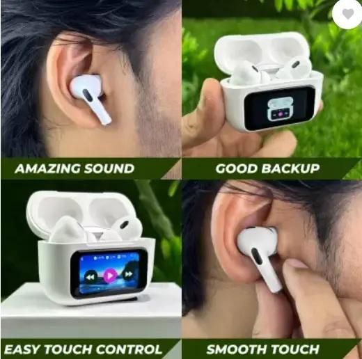 smart wireless earbuds with lcd touch screen