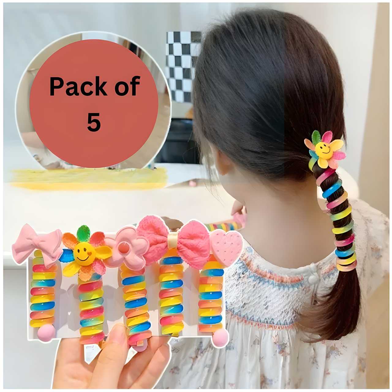 girl elastic spiral hair bands (5pcs)