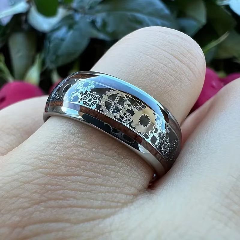 fashion creative wide mechanical gear patch ring