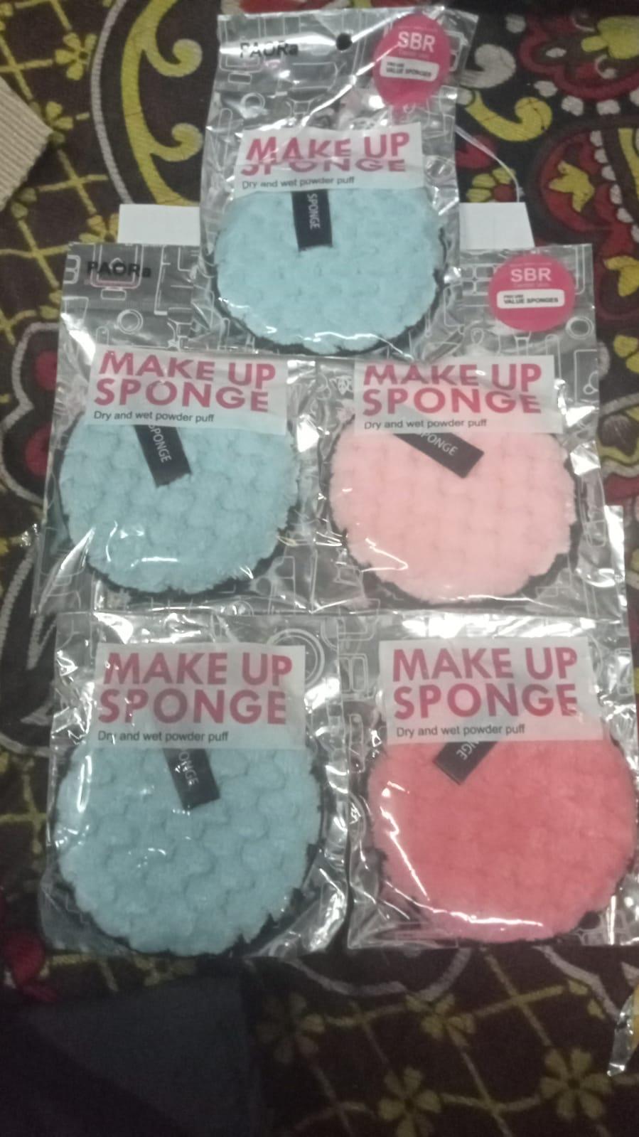 makeup removal sponge pads - microfiber reusable for deep cleansing (pack of 3)