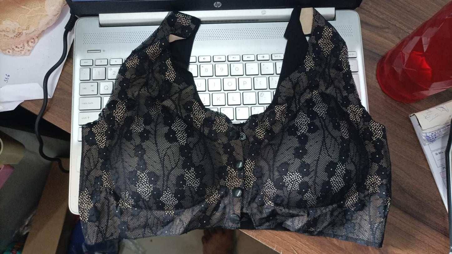 women's ring tank top lace button bra