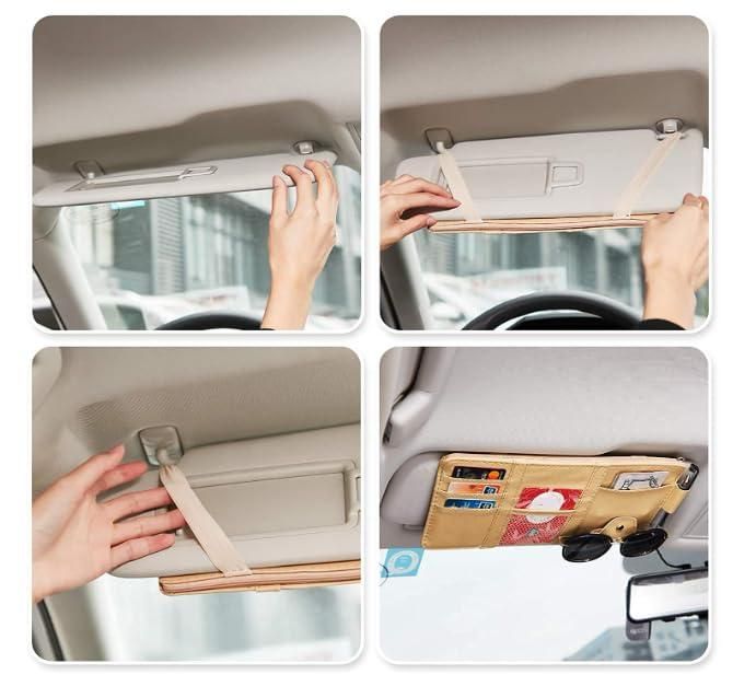 sun visor storage pouch car organizer