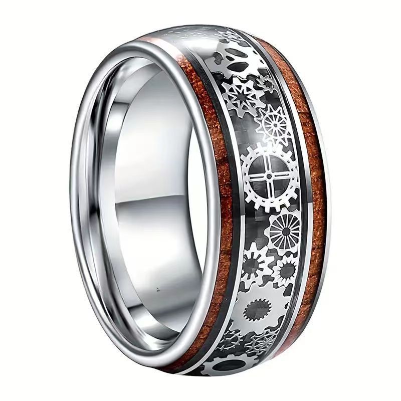 fashion creative wide mechanical gear patch ring