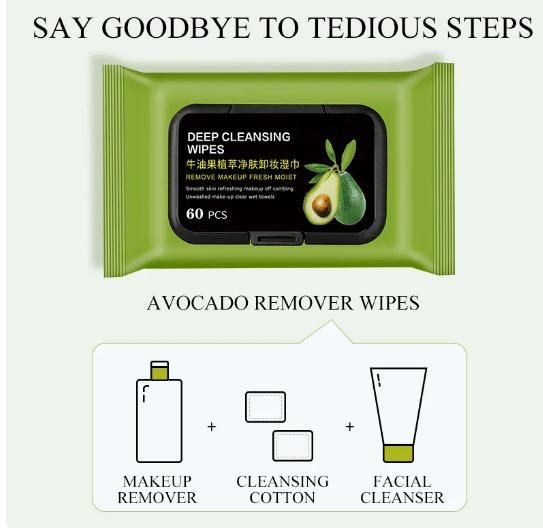 avocado makeup remover wipes (60 pcs)