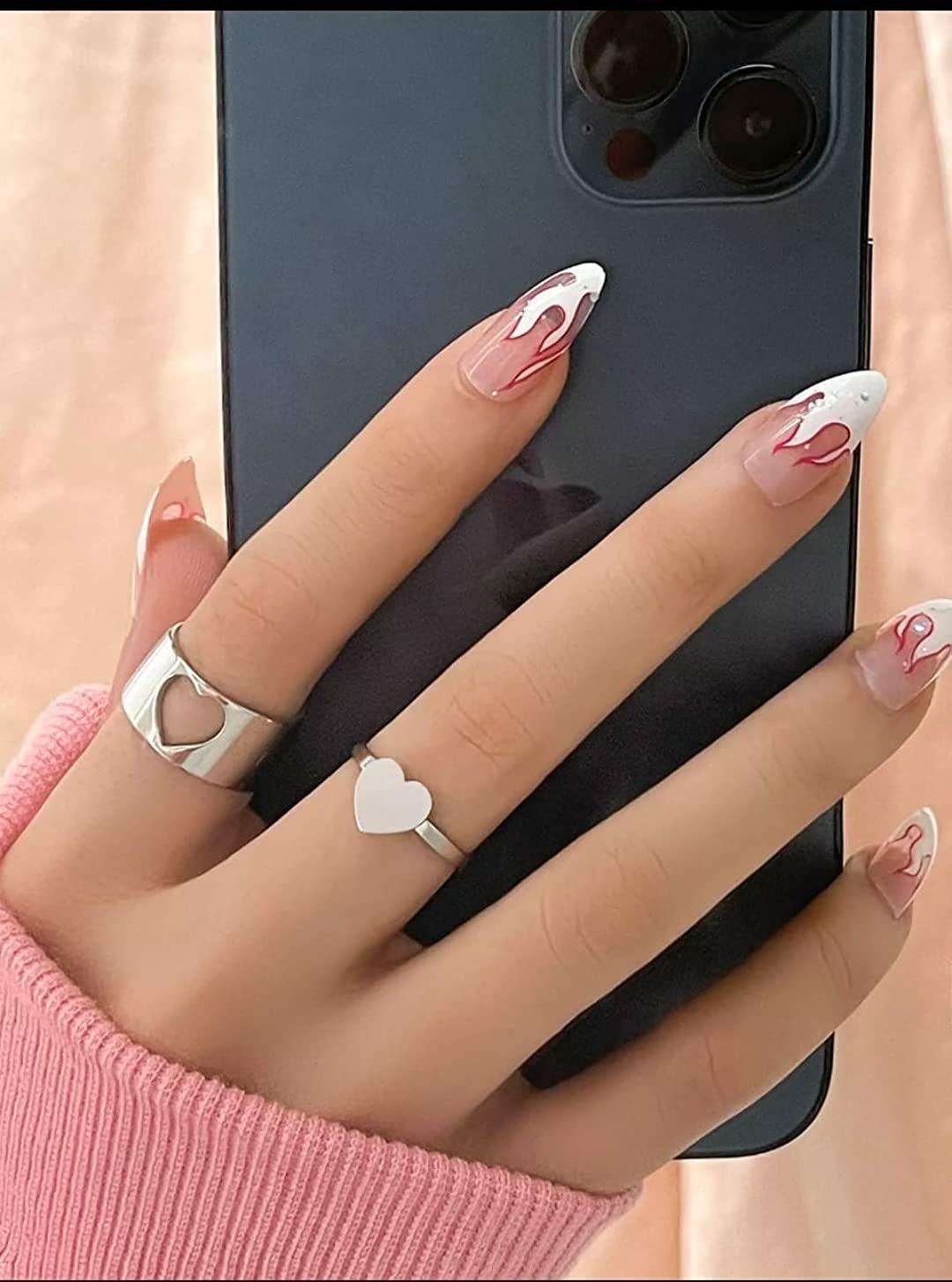 pretty silver heart matching wrap finger couple ring