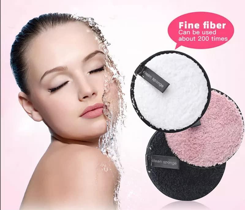 makeup removal sponge pads - microfiber reusable for deep cleansing (pack of 3)