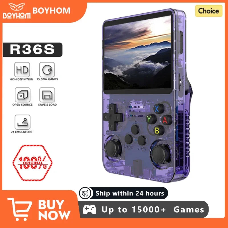 new r36s retro handheld game console linux system 3.5 inch ips screen portable pocket video player 64gb 128gb games kid gift