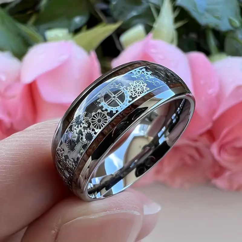 fashion creative wide mechanical gear patch ring