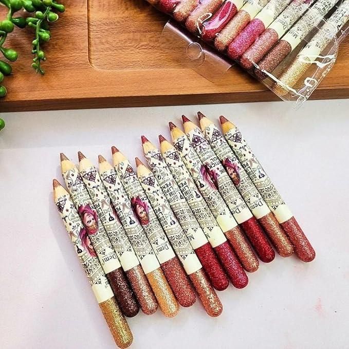 set of 12 color lip liner, nude matte lipstick (premium quality)