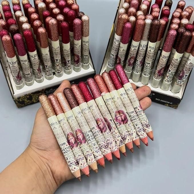 set of 12 color lip liner, nude matte lipstick (premium quality)