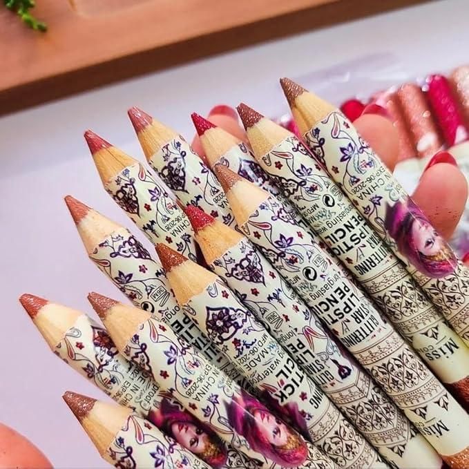 set of 12 color lip liner, nude matte lipstick (premium quality)
