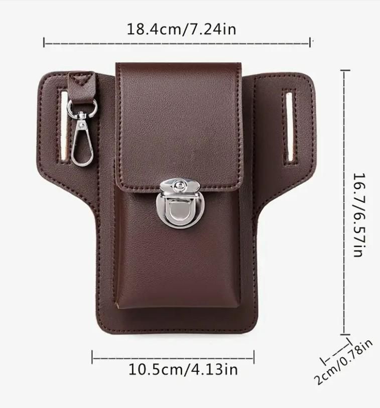 men's pu leather phone case with belt loop