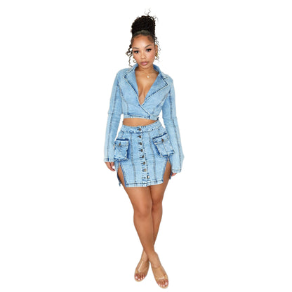 Denim Skirt Suit - Fashion Personality Slim Fit